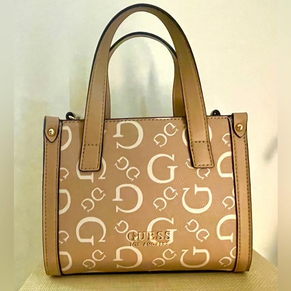 GUESS gently used Oak Park Small Brown/Beige Carryall w/Strap